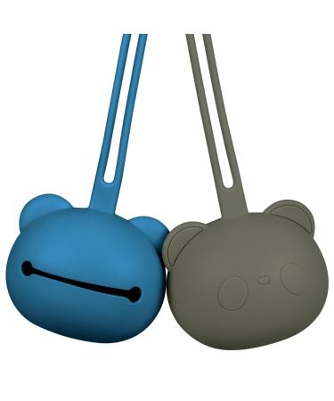Airfish silicone pacifier box 2 pack BPA-free baby bear pacifier bag silicone shell for baby travel snullers pacifier storage box pacifier holder for girls young gray green and dark blue