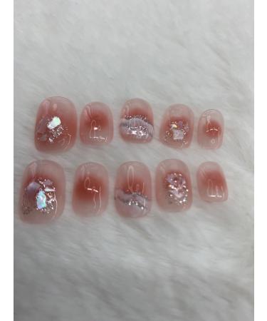 Hand wear nail wearable nail short powder blusher diamond glitter nail patch advanced whitening false nail (Color : 1 Size : S) - Buy Online on SooperMarket.com