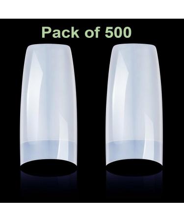 Pack of 500 Artificial Nail Tips French Acrylic Style UV Gel Fake Nail Full Cover Artificial Fingernails Tip Fake Art Nails Suitable for Both Beginners & Experienced Nail Artists Natural - Buy Online on SooperMarket.com