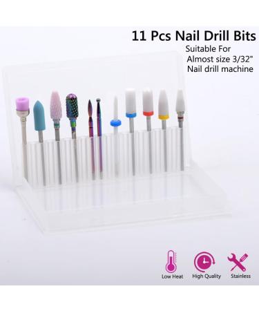 YHTSPORT 11 Pcs Tungsten Carbide/Ceramic Nail Drill Bits - 3/32 Cuticle Drill Bit for Acrylic Gel Removal - Electric Nail Files Accessories - Buy Online on SooperMarket.com