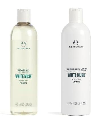 The Body Shop White Musk Lotion and Shower gel 400ml large Fresh floral iconic scent