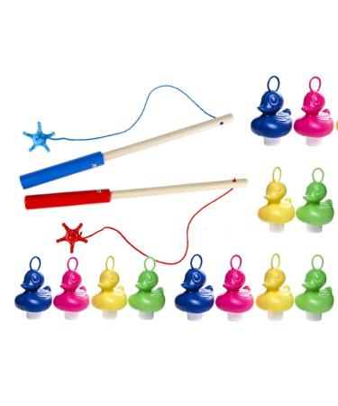 Duck fishing with 12 colorful ducks + 2 wooden fishing rods