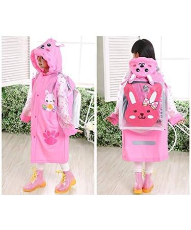 QTECLOR Kids Raincoat Jacket - Cartoon Rain Poncho for Ages 6-13 with School Bag Cover - Buy Online on SooperMarket.com