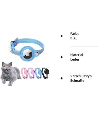 Leather Airtag Cat Neck Band - Adjustable Reflective GPS Collar for All Cat Sizes - Anti-Losing Tracker Case (Blue XS 19-26cm) - Buy Online on SooperMarket.com