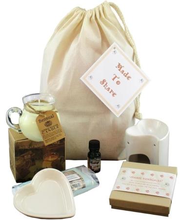 Made to Share a Romantic 2nd Cotton Anniversary Hamper with Sensual Aromatherapy & 52 Love Compliment Cards.