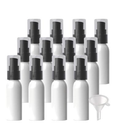 ZEOABSY 12 Pieces 30 ml White Lotion Bottles with Black Pump 30ml Empty PET Plastic Lotion Pump Bottle Cosmetic Gel Travel Container for Cosmetic Make up Cleaning + 2 x Funnel Green 30ml