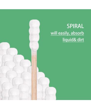 Organic Cotton Swabs with Wooden Sticks 200 Pcs Pack - Biodegradable Bamboo Spiral Head Qtips for Ears and Makeup - Buy Online on SooperMarket.com