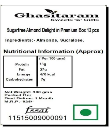 Ghasitaram Gifts Jaiccha Rakhi for Brother Sugarfree Almond Delight in Premium Box 12 pcs with 2 Rudraksh rakhis - Buy Online on SooperMarket.com