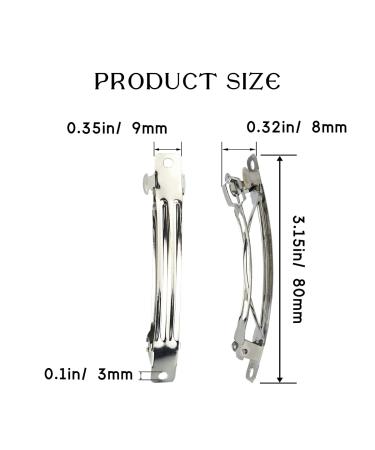 LEEFONE 80mm Iron French Barrette Hair Clips - 50 PCS, Silver Tone | DIY Hair Clip Craft Bows - Buy Online on SooperMarket.com