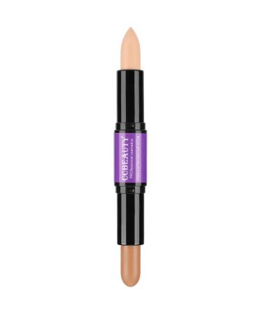 CCbeauty Cream Highlight and Contour Stick Dual-Ended Contouring Highlighter Stick Makeup Face Shaping Makeup Foundation Lightweight Blend Smooth Colour Corrector Concealer Stick Medium/Tan CC02(MEDIUM / TAN) 1 count (Pack of 1)