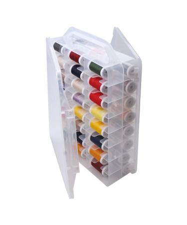46 Grids Sewing Organizer  Double Sided Thread Box Storage  Portable Clear Plastic Organizer Box for Embroidery and Sewing Threads  Embroidery Floss  Crafts  Small Toys (Clear)