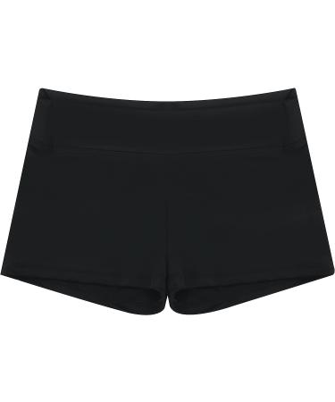 Dancina Girls Gymnastics Shorts - Classic & Metallic Ice Dance Wear | Size 12, Solid Black - Buy Online on SooperMarket.com