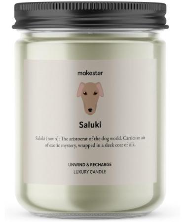 Saluki Candle - 220g Soy Wax with Madagascan Vanilla Jasmine & Sugared Almond - Unique Gift for Saluki Lovers | Makester Dog Candles - Buy Online on SooperMarket.com