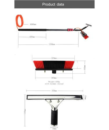 Window Cleaning Pole photovoltaic cleaner Outdoor Window Cleaning Poles 2-In-1 Window Squeegee and Lightweight Brush Head Alumina Tube Extension Pole Long Squeegee Window Cleaner 35cm Brush Head 12M/39FT - Buy Online on SooperMarket.com