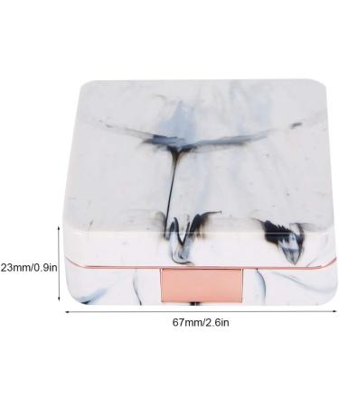Portable Marble Mirror & Contact Lens Container Set | Square Design with Lens Cleaner Tweezer & Rose Gold Accents - Buy Online on SooperMarket.com