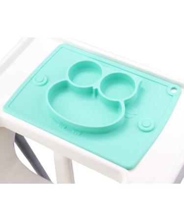 Silicone Divided Toddler Plate Set - Non Slip Suction Baby Dinner Plates with Spoon & Fork | BPA Free & FDA Approved - 5owl-cyan - Buy Online on SooperMarket.com