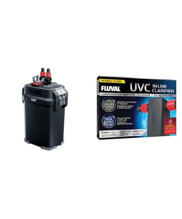 Fluval A447 307 external filter 300 L&UVC clarifiers for aquariums UVC clarification with CCFL-LAMP technology 447 g (1-pack) black 300 l bundle with UVC clarifier 447 g
