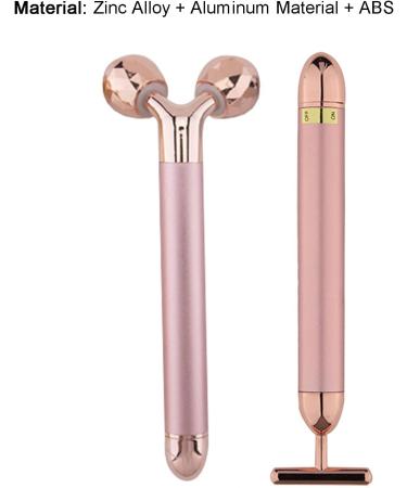 2Pcs Face Massagers Tighten Skin Increase Skin Metabolism Zinc Alloy T-shaped Vibrating Facial Rollers for Ladies Rose Gold - Buy Online on SooperMarket.com