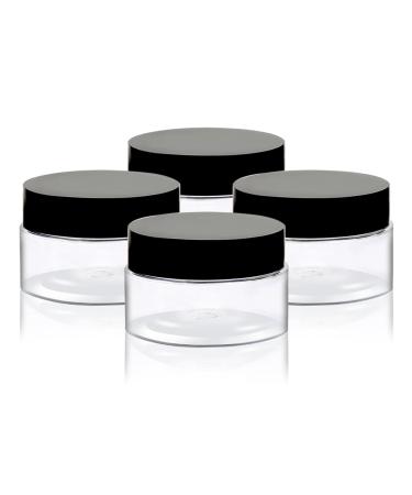Luckious 4PCS 30G Empty Cream Jars - Wide Mouth Travel Storage Cosmetic Cream Jar Clear Round Plastic Bottle Clear Round Plastic Container for Cream Sample Cosmetic Storage With Black Lid
