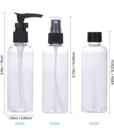 Lufevrm Travel Bottles Set - 4 Leakproof 100ml Refillable Spray & Pump Bottles with Transparent Bag for Shampoo & Perfume - Ideal for International Travel - Buy Online on SooperMarket.com
