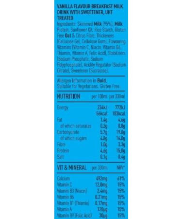 FUEL10K 330ml Vanilla Breakfast Milk Drink - Pack of 16 - High Protein Milkshake - Buy Online on SooperMarket.com