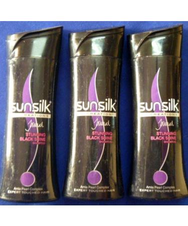 3 X Sunsilk Stunning Black Shine Shampoo Amla Pearl Complex 80ml X 3 240ml
