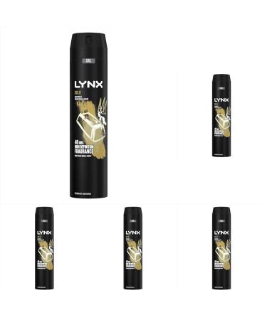 Lynx XXL Gold 48 hours of odour-busting zinc tech Aerosol Bodyspray deodorant 250 ml (Pack of 5)
