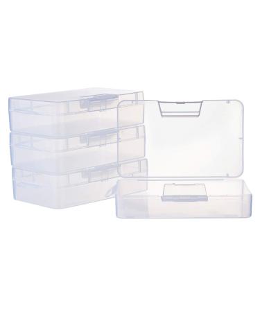 BENECREAT 4 Pack 5.5x3.5x1.5 Large Clear Plastic Box Container Clear Storage Organizer with Hinged Lid for Small Craft Accessories Office Supplies Clips Rectangle with Hinged Lid 5.5x3.5x1.5"