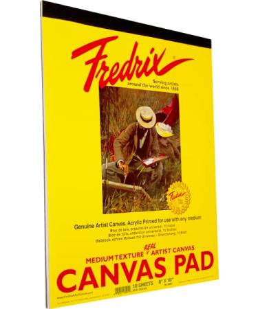 Fredrix 3495 Canvas Pad  8 x 10 Canvas  Primed and Ready to Paint  Sturd  Can be Mounted When Dry  10 Sheets per Pad  White 8x10