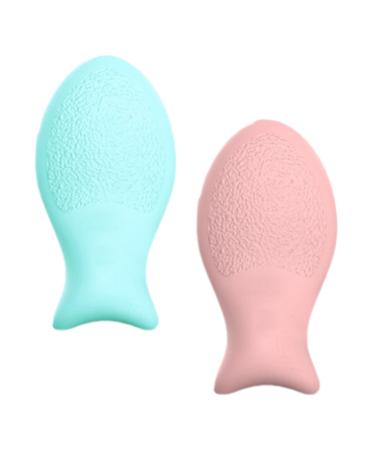 Evember Foundation Powder Puff Silicone Reusable Facial Puff Pad | Fish Shaped Cosmetic Puff Beauty Makeup Tools for Pressed Powder Liquid Foundation Small fish puff (blue)