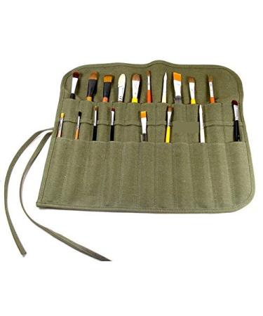 Flyshine Canvas Artist Brush Holder Rollup Protection (42x36cm) 18X14 - Green