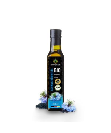 Herballand organic black cumin oil 250ml filtered gently cold -pressed - rich in thymochinon (thymoquinon) - fresh fare: daily milless directly from our Hessian oil mill 250 ml (1 Pack)
