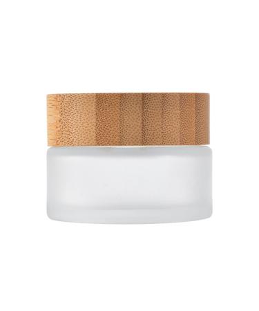 50g 50ml Frosted Glass Cream Jar Cosmetic Container with Inner Liners and Natural Bamboo lids Refillable Straight Sided Glass Cosmetic Jars Travel Toiletries Bottle Sample Jars for Lotion Cream