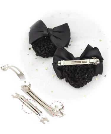 2 PCS Bowknot Hair Net Professional Bowknot Hair Clip Bow Barrette Bun Cover Bun Net for Women Girls - Buy Online on SooperMarket.com