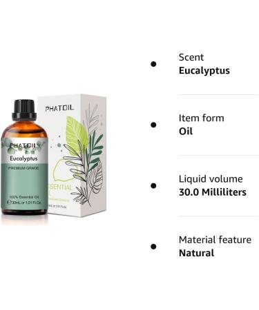 PHATOIL Eucalyptus Essential Oil 30ML - Premium Grade Pure Oil for Diffusers, Aromatherapy, and Candle Making - Buy Online on SooperMarket.com