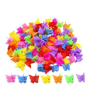 WEFOO 100 Pack Butterfly Hair Clips for Girls and Women, Beautiful Bulk Small Mini Butterfly Hair Clips, Assorted Color