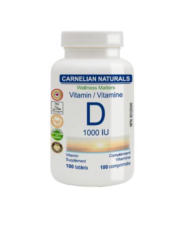 Vitamin D 1000 IU - Sunshine Vitamin for Healthy Immune and Glucose Management - No Preservatives No Artificial Colors or Flavours