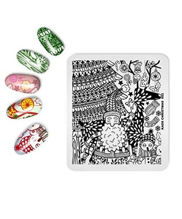 Alexnailart Nail Art Stamping Plate Template Christmas theme Santa Snowman Christmas tree Pattern DIY Nail Art Image Stamp Stamping Plates Manicure Print Tool CH002