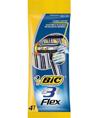 BIC 3 Flex Razor Set Men 3 Blades For Sensitive Skin 4 Pieces 4 pieces (1 pack)