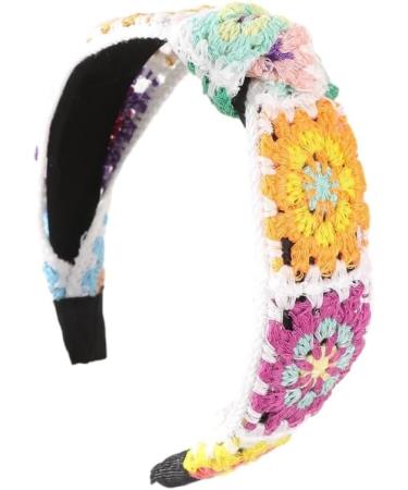 JSGHGDF Floral Knitted Headband for Women Stretch Turban Floral Crocheted Granny-square Ethnic Tie Head Wrap Headband Sun flower headband - Buy Online on SooperMarket.com