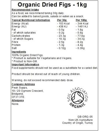 Organic Dried Figs - 1kg - Baked Goods - Whole - Vegan Small - Buy Online on SooperMarket.com