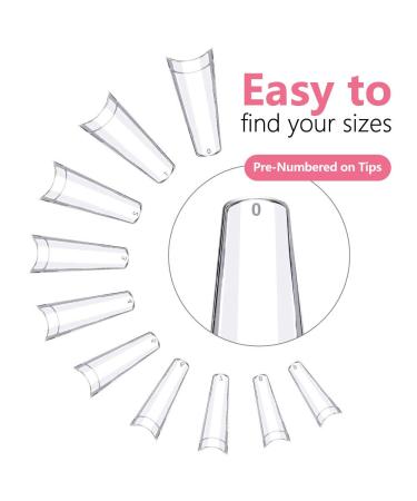 500pcs Medium Coffin Clear Acrylic Nail Tips with Acrylic Box - 10 Sizes Half Cover French False Nails for DIY Nails at Home or Salon - Buy Online on SooperMarket.com