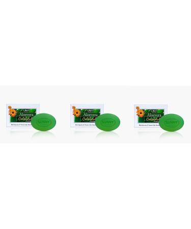 (Pack of 3) Bakson Sunny Herbals Aloevera + Calendula Bathing Bar (75gm Each) heals and soothes skin delicately - by Venus.Exports