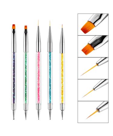 SINEN 5 Pcs Double Ended Nail Design Brushes - Nail Painting Brush Pen Set for Home DIY and Salon - Buy Online on SooperMarket.com