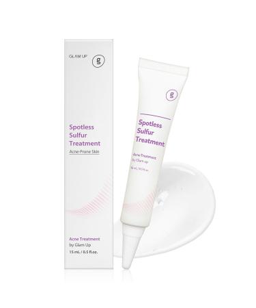 GLAM UP Spotless 10% Sulfur Treatment Spot Serum for Fast Healing Pimples Blemishes and Acne Breakouts Overnight Acne Soothing15mL 0.5 fl. oz. Made in the US
