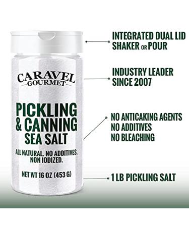 Caravel Gourmet Pickling & Canning Sea Salt - Fine Grain Salt for Home Curing - Non-Iodized  Gluten Free  No Additives  No Bleaching - Kosher Canning Kit Essential for Homemade Brine - (1lb Shaker) Pickling & Canning 1 Pou - Buy Online on SooperMarket.com