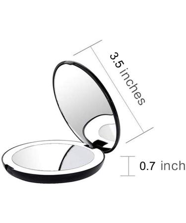 Portable Folding Mirror with LED Light 10X Magnifying Glass 12 Lamp Bead Mini Mirror Black - Buy Online on SooperMarket.com