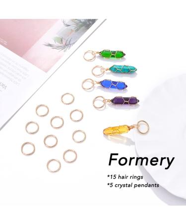 Crystal Hair Jewels for Braids: Gold Natural Stone Loc Jewelry for Black Women (Pack of 5) - Buy Online on SooperMarket.com