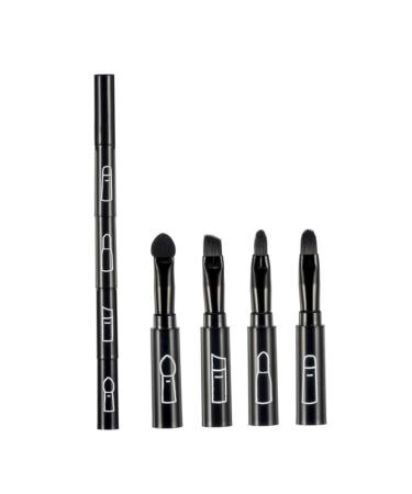 1PC 4 In 1 Premium Detachable Brush Multi-Sections Cosmetic Makeup Brush Lip Brush Eyeshadow Brush Eyebrow Brush Portable Travel Makeup Brush Kit(Black)