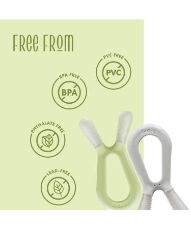ZoLi Bunny Baby Teether | Molar Gum Relief Toy for Babies | BPA-Free | Pack of 2 | Sage Green & Ash Grey - Buy Online on SooperMarket.com